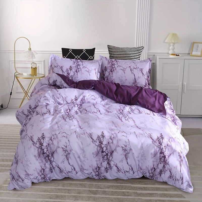 3-Piece Marble Luxury Duvet Cover Set