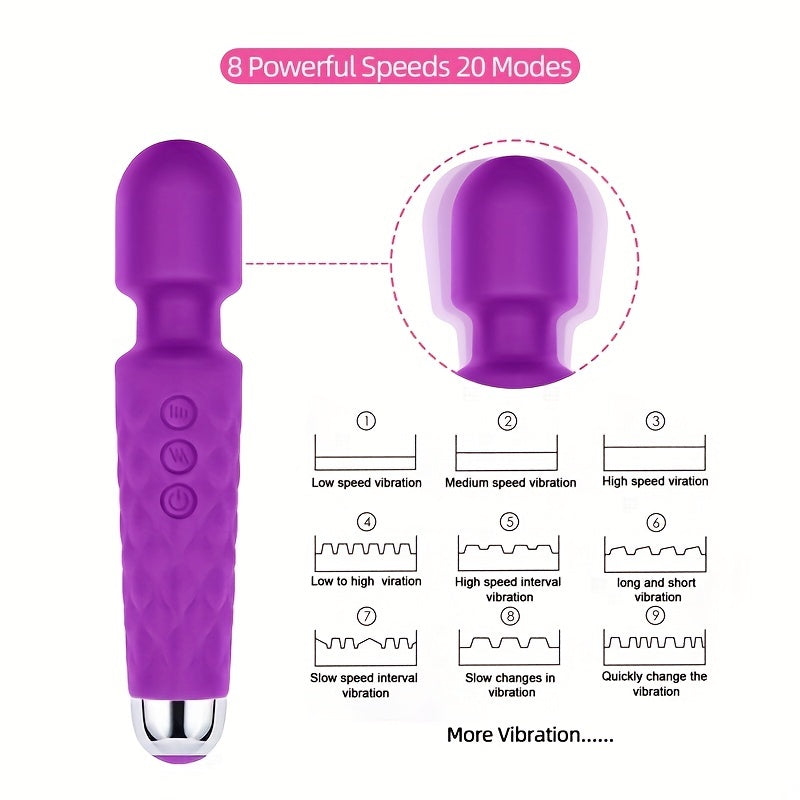 Vibrations Pattern Powerful Quiet Rechargeable Magic Wand Massager