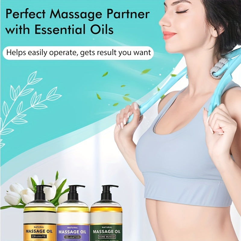Handheld Neck Massager with 6 Trigger Point Rollers