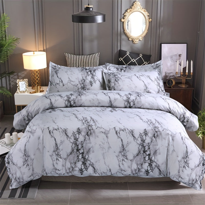 3-Piece Marble Luxury Duvet Cover Set