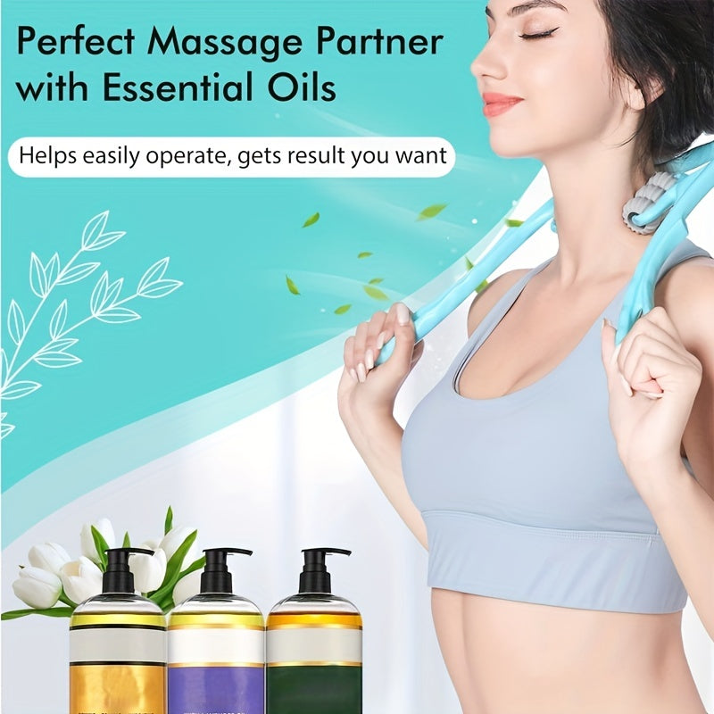 Handheld Neck Massager with 6 Trigger Point Rollers
