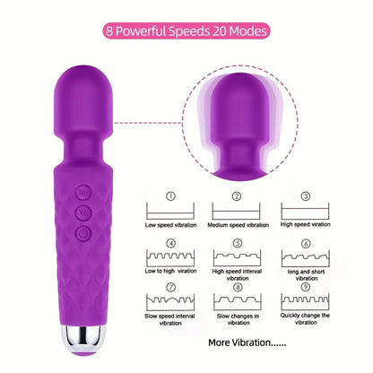 Vibrations Pattern Powerful Quiet Rechargeable Magic Wand Massager