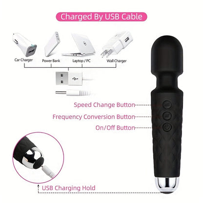 Vibrations Pattern Powerful Quiet Rechargeable Magic Wand Massager