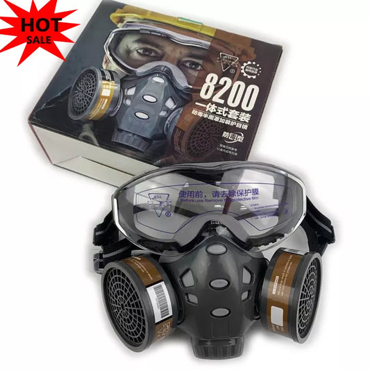 Full Face Gas Mask With Safety Glasse Spray