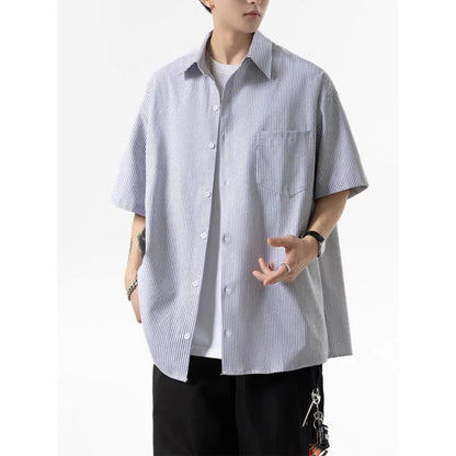 Striped shirt men's loose retro trend in spring and autumn
